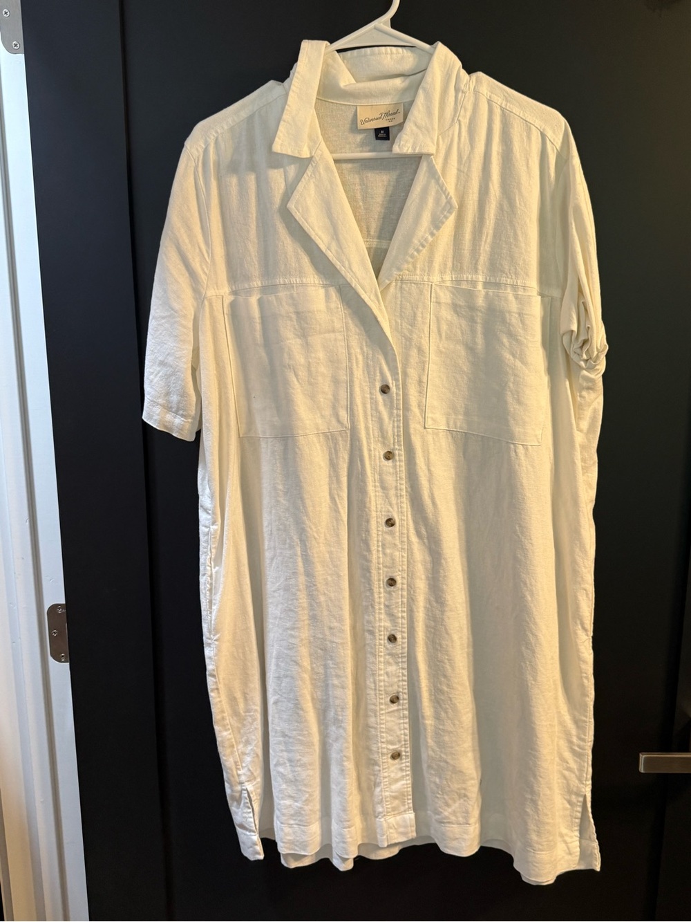 Universal Thread Cream Button-Front Shirt Dress